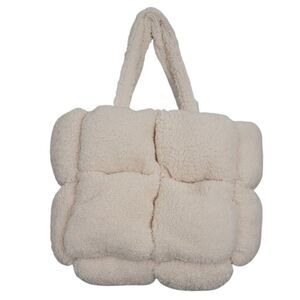 New Carbon38 Sherpa Puffer Bag in Natural‎ Sherpa Shoulder Crossbody Soft Plush